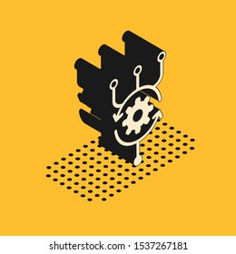 Isometric Algorithm icon isolated on yellow background. Algorithm symbol design from Artificial Intelligence collection.  Vector Illustration