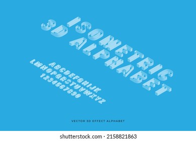 Isometric alphabet font. 3d bold uppercase latin letters and numbers, geometric futuristic typography, cubic straight block english font different angles, simple abc isometry collection vector isolate