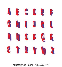 Isometric alphabet font. 3d effect letters, numbers and symbols. Stock vector typeface for any typography design.