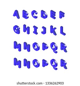 Isometric alphabet font. 3d effect letters, numbers and symbols with shadows. Stock vector typeface for any typography design. 