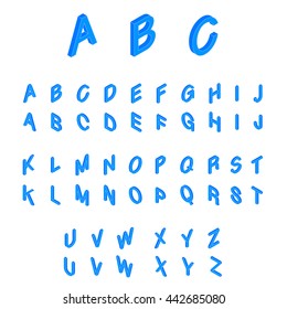 Isometric alphabet font. 3d isometric letters for web and mobile device