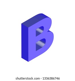 Isometric alphabet font B. 3d effect letters, numbers and symbols with shadows. Stock vector typeface for any typography design. 