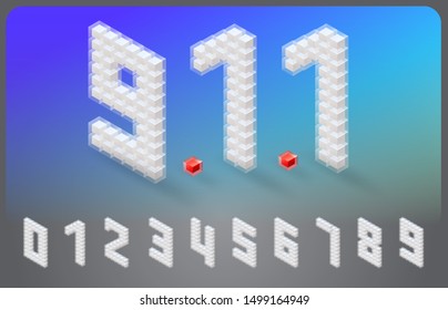 Isometric alphabet font cube design. 3d effect letters.
Vector typeface design.