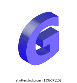 Isometric alphabet font G. 3d effect letters, Stock vector typeface for any typography design. 