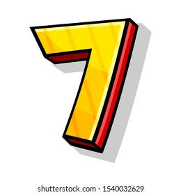 Isometric Alphabet Font Number Three For Any Typography Design Vector Illustration Comic Style