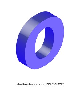 Isometric alphabet font O. 3d effect letters, numbers and symbols with shadows. Stock vector typeface for any typography design. 