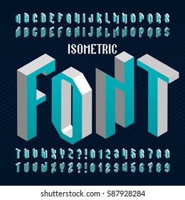 Isometric alphabet font. Type letters and numbers. Stock vector typography for your design.