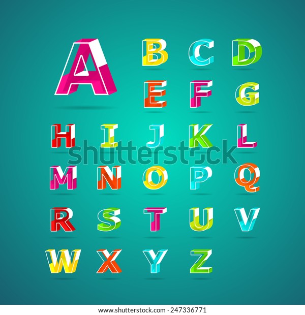 Isometric Alphabet Fontcapital Letter B C Stock Vector Royalty Free 247336771