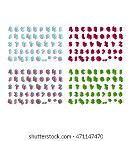 Isometric alphabet typography text and isometric alphabet perspective letter art
