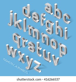 Isometric Alphabets. Vector Illustration.