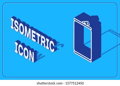 Isometric Aluminum can icon isolated on blue background.  Vector Illustration
