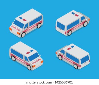 Isometric Ambulance Car map Element Vector