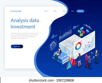 Isometric Analysis data and Investment. Stack of documents with an official stamp and pencils in a glass. A method for working in the office. Bureaucracy concept. Flat style vector illustration