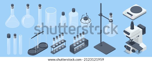 Isometric Analysis Lab Chemical Laboratory Science Stock Vector ...