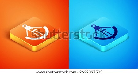 Isometric Anchor icon isolated on orange and blue background.  Vector