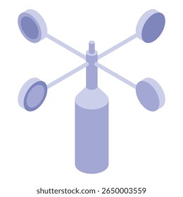 Isometric anemometer measuring wind speed and direction, a crucial tool for meteorology and weather forecasting