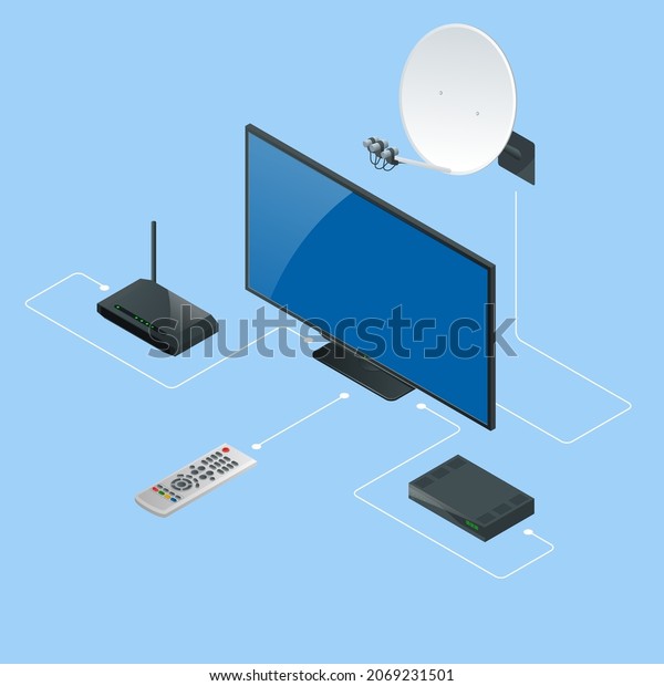 Isometric antenna, satellite antenna TV router, TV.\
Loading stream TV
