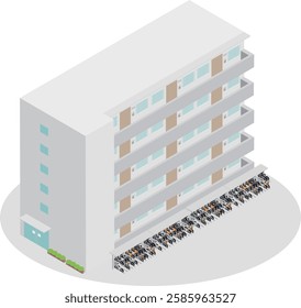 Isometric apartment building two-tier bike rack image