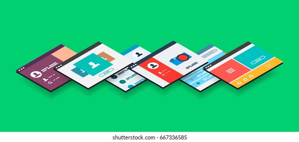 Isometric app concept, vector modern 3d semi flat design