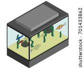 Isometric aquarium with fish
