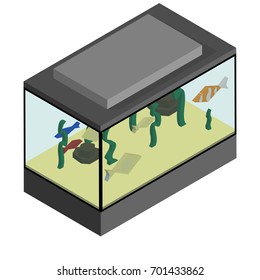 Isometric aquarium with fish