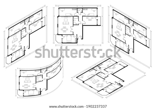 Isometric Architect Blueprint Vector Plan of Home.\
Blueprint House Plan Drawing. Professional Architectural\
Illustration Sketch\
Home.