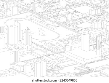isometric architecture bangkok city outline. isometric info graphic with architecture building, urban, white background abstract, vector. isometric design for architectural, web banner, concept.