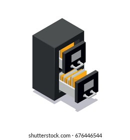 Isometric Archive File Cabinet Icon