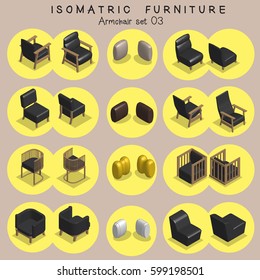 Isometric armchair furniture set