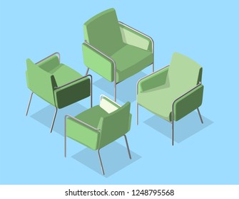 Isometric armchair isolated on white background.
Vector illustration