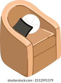 Isometric armchair. Perfect for interior mood boards and planning sketches. Vector.