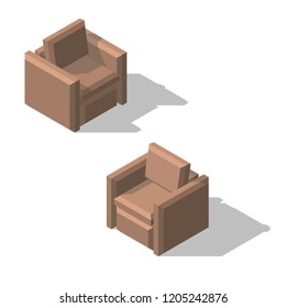 Isometric armchairs. Flat 3d isometric illustration. 