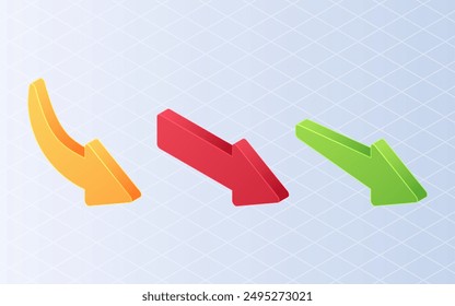 Isometric arrow direction symbols. Set different arrows on white background