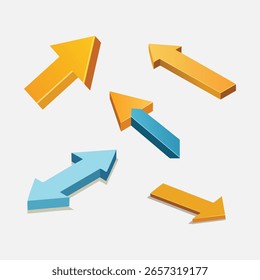 Isometric Arrows in Various Directions Representing Choice and Different Paths