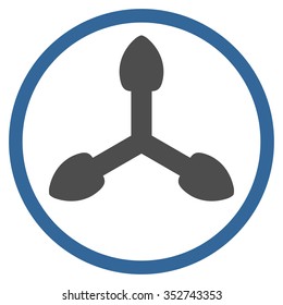 Isometric Arrows vector icon. Style is bicolor flat circled symbol, cobalt and gray colors, rounded angles, white background.