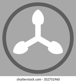 Isometric Arrows vector icon. Style is bicolor flat circled symbol, dark gray and white colors, rounded angles, silver background.