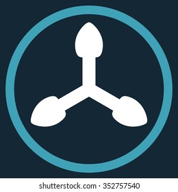 Isometric Arrows vector icon. Style is bicolor flat circled symbol, blue and white colors, rounded angles, dark blue background.
