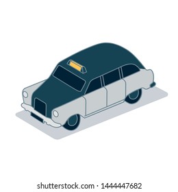 Isometric Art Illustration. Vector Car. Taxi Driver