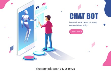 Isometric artificial intelligence. AI and business IOT concept.