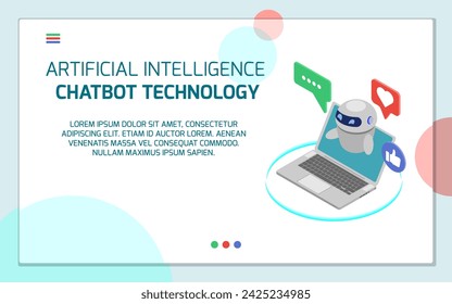 Isometric artificial intelligence. Digital brain neural network, artificial intelligence servers and robot technology, bot artificial intelligence and intelligent robotic building. Set of isolated vec