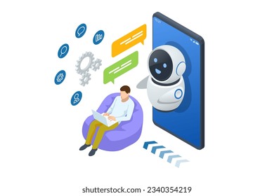 Isometric Artificial Intelligence, Knowledge Expertise Intelligence Learn. Internet connect Chat, Chat with AI, Artificial Intelligence.