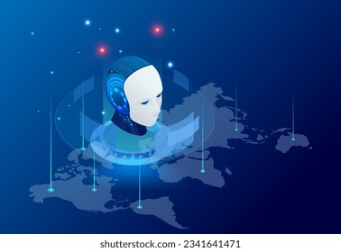 Isometric Artificial Intelligence, Knowledge Expertise Intelligence Learn. Internet connect Chat, Chat with AI, Artificial Intelligence.