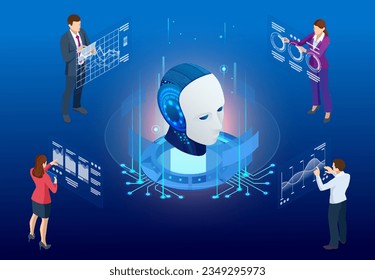 Isometric Artificial Intelligence, Knowledge Expertise Intelligence Learn. Internet connect Chat, Chat with AI, Artificial Intelligence.