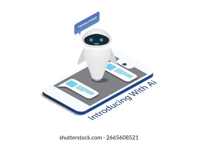 Inteligência Artificial Isométrica, Conhecimento Inteligência Experiência Aprender. Conexão com a Internet Chat, Chat com AI, Inteligência Artificial.