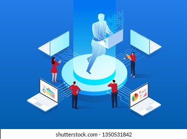 Isometric artificial intelligence and online business learning and data analysis