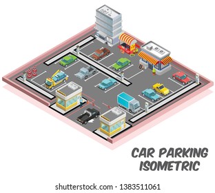 Isometric Artwork Concept of Car Parking