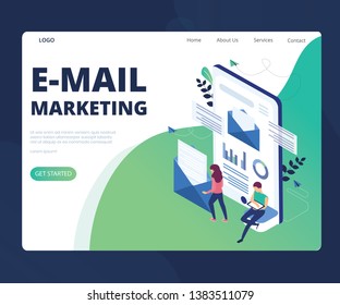 Isometric Artwork Concept of Email Marketing