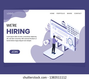 Isometric Artwork Concept of Hiring Concept