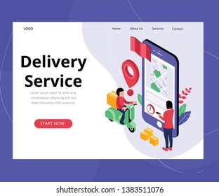 Isometric Artwork Concept of Online Delivery Service