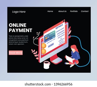 Isometric Artwork Concept of Online payment